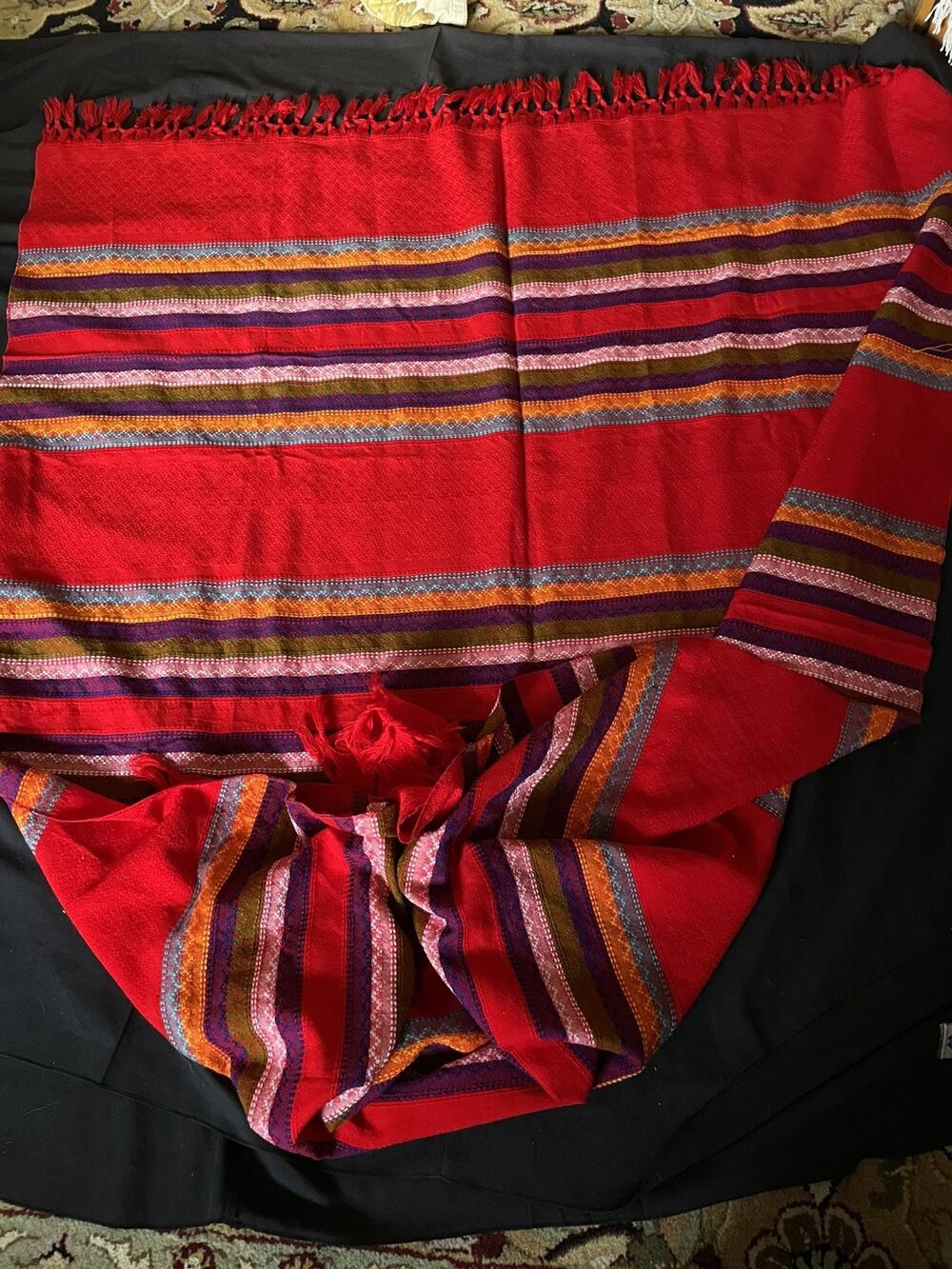 Vintage Mexico Multicolor red tablecloth